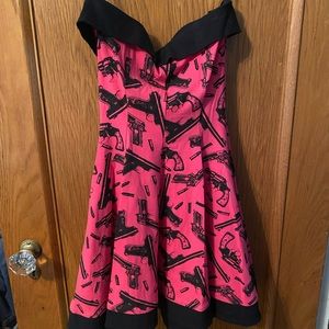 Betsey Johnson hot pink and black gun dress